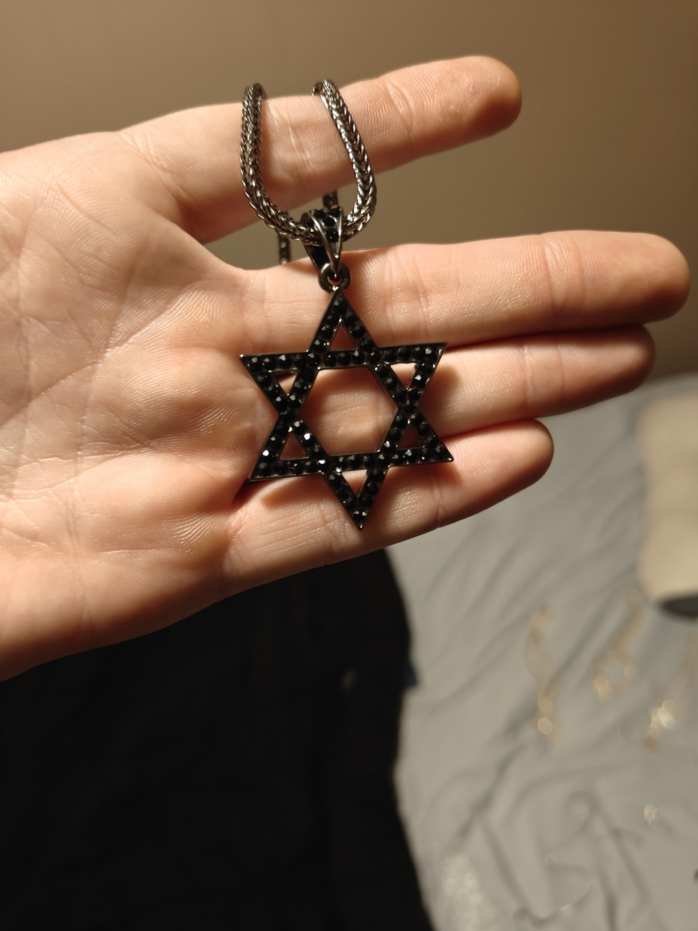 Black Mossinate Star of David Pendant Necklace - Women's Jewelry